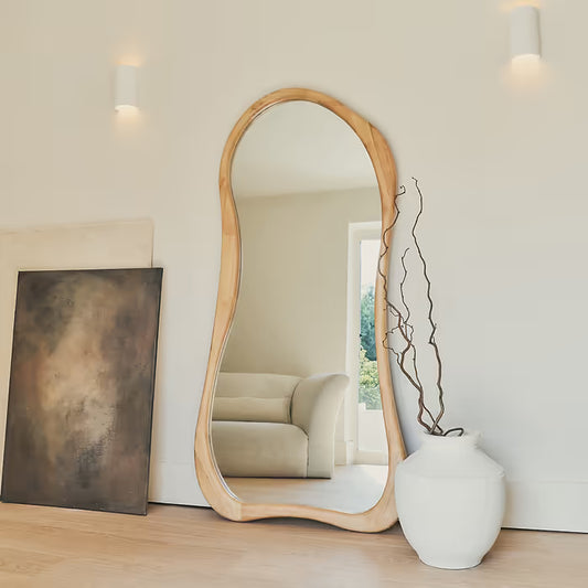 Cambre - Grand miroir irrégulier en bois clair pleine longueur 170 cm x 85 cm