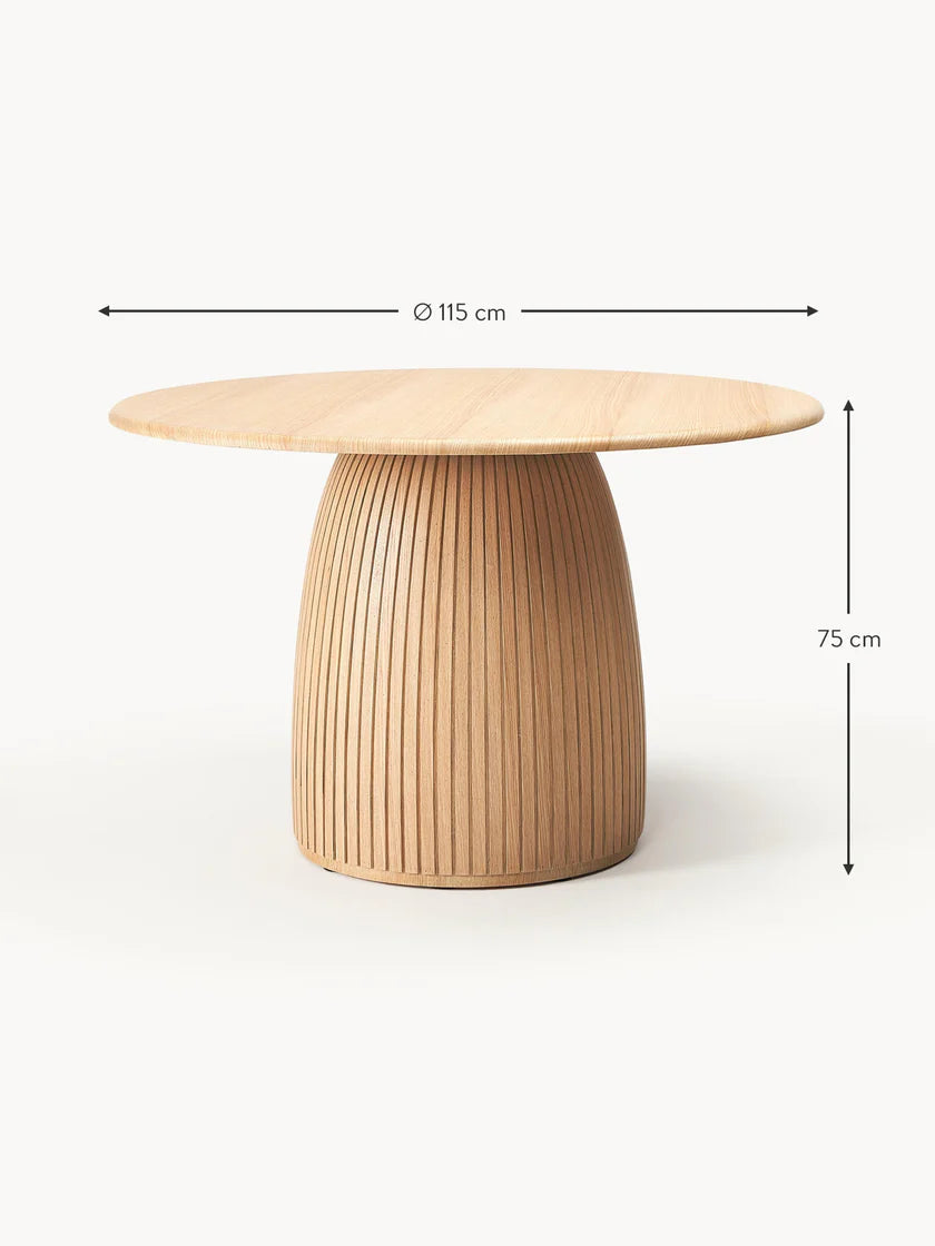 Table ronde avec pied strié Nelly, tailles variées